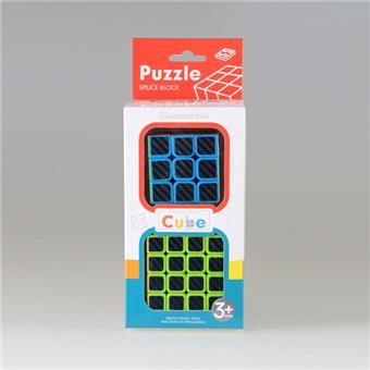 Carbon fiber third-order+carbon fiber fourth-order Rubik's Cube, color box black/white, mixed with 2 colors   ITEM NO.： W090156