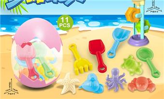 Storage egg with beach accessories+hourglass (11PCS)   ITEM NO.： W085575