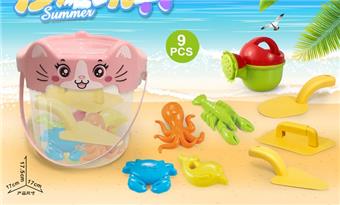 Cat bucket with beach accessories (9PCS)   ITEM NO.： W085564