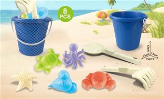 Blue beach bucket with beach accessories   ITEM NO.： W085368