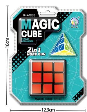 5.3CM Rubik's Cube White Background Color Block Heat Transfer Printing+Pyramid   ITEM NO.： W093223