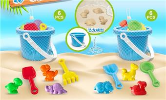 Blue beach bucket with dinosaur accessories   ITEM NO.： W085309