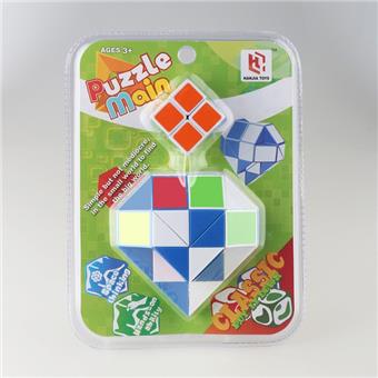 Colorful 24 section magic ruler+second-order Rubik's Cube, cardboard 2-color mixed packaging (GCC)   ITEM NO.： W090301
