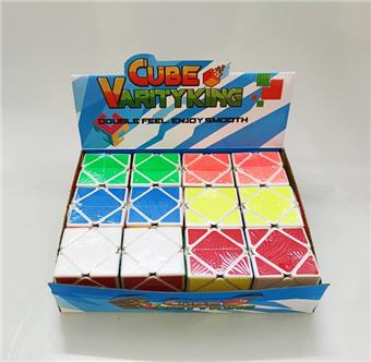 Fluorescent sticker slanted Rubik's Cube, 12pcs/box   ITEM NO.： W089914