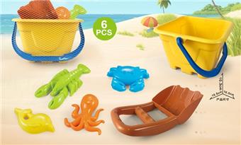 Yellow beach bucket with beach accessories   ITEM NO.： W085355