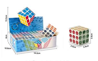 3.5CM Smiling Face Heat Transfer Third Order Intelligence Cube, 12 pieces/box with white background heat transfer printing (environmentally friendly)   ITEM NO.： W091617