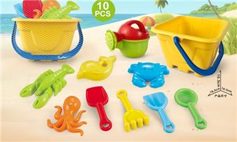 Yellow beach bucket with beach accessories   ITEM NO.： W085329