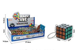 3CM Keychain Third Order Intelligence Magic Cube, 24 pieces/box, black color printing   ITEM NO.： W091677