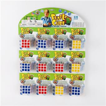 Keychain 3.5CM 3x3 Rubik's Cube, ， 12pcs/board 6-color heat transfer printing, 2-color packaging mixed packaging (GCC)   ITEM NO.： W089848