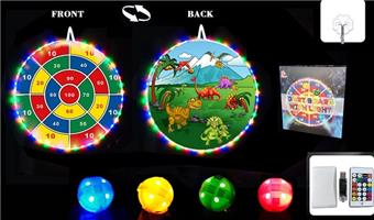 Battery switch light double-sided large target plate foldable 74cm throwing sticky ball - dinosaur+100 points   ITEM NO.： W087341