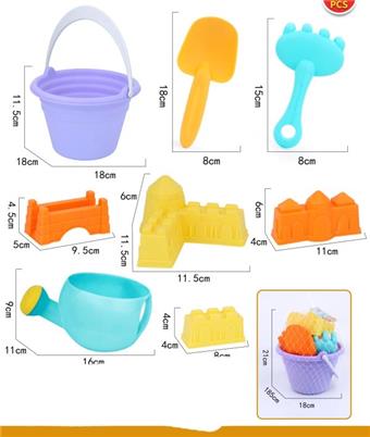 8-piece Zhuang Soft Rubber Beach Bucket Set   ITEM NO.： W092448