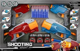 Soft bullet gun toy/Soft bullet gun * 4, bullets * 30, target * 3 (red and blue)   ITEM NO.： W087462