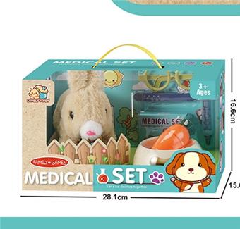 Electric plush pet rabbit medical set simulation cognitive children's puzzle toy   ITEM NO.： W091122