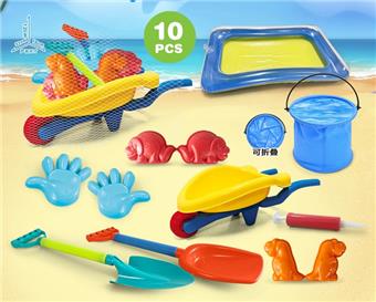 3 wheeled vehicle with dinosaur beach accessories+sand table+folding bucket   ITEM NO.： W085810