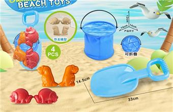 Large shovel with dinosaur beach accessories+folding bucket   ITEM NO.： W085654