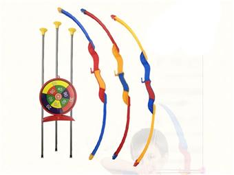 Sports solid color bow and arrow+target (58CM) children's bow and arrow set simulation bow and arrow shooting game soft bounce bow and arrow shooting toy   ITEM NO.： W086606