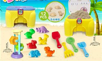 Chair with dinosaur accessories and hourglass (12PCS)   ITEM NO.： W085510