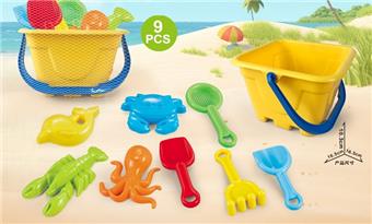 Yellow beach bucket with beach accessories   ITEM NO.： W085319