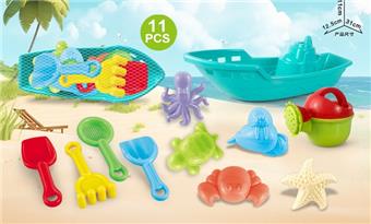 Green boat with beach accessories   ITEM NO.： W085347