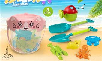 Cat bucket with beach accessories (8PCS)   ITEM NO.： W085457