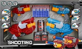Soft bullet gun toy/Soft bullet gun * 4, bullets * 30, target * 3 (red and blue)   ITEM NO.： W087464