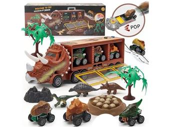 Light and Music Dinosaur Storage Car with Light and Music Sound, Comes with 3 AG13 Batteries   ITEM NO.： W090488
