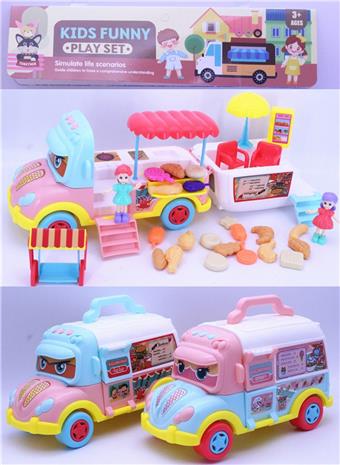 Girls' fast food truck tent equipment set+20PCS delicious food (default 2 mixed options, optional)   ITEM NO.： W084594