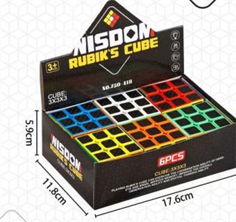 5.6CM Carbon Fiber Sticker Three Step Magic Cube, 6PCS/Box   ITEM NO.： W093300