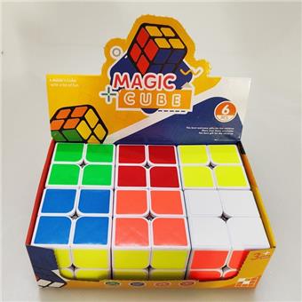 Fluorescent sticker second-order white background Rubik's Cube, 6pcs/box   ITEM NO.： W090234