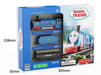 Retro train model track car (smiling face) (1 locomotive, 2 carriages, and 10 tracks)   ITEM NO.： W089539