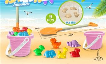 Large shovel with beach accessories and bucket (9PCS)   ITEM NO.： W085469