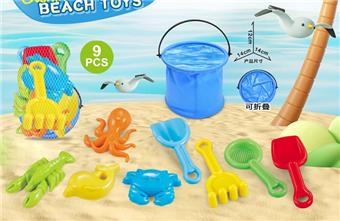 Folding bucket with beach accessories   ITEM NO.： W085669