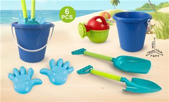 Blue beach bucket with beach accessories   ITEM NO.： W085372