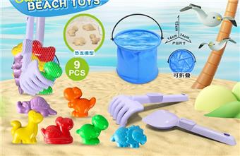 Folding bucket with beach dinosaur accessories   ITEM NO.： W085664