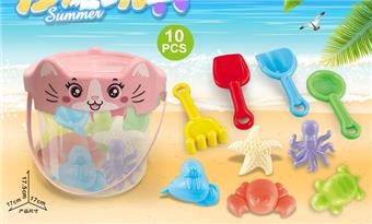Cat bucket with beach accessories (10PCS)   ITEM NO.： W085462