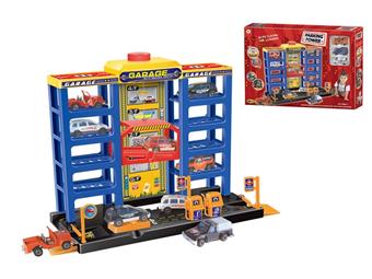 Parking lot equipped with 3 plastic cars, sliding (22PCS)   ITEM NO.： W092512