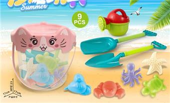 Cat bucket with beach accessories (9PCS)   ITEM NO.： W085458