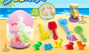 Storage egg with dinosaur accessories+small hourglass (12PCS)   ITEM NO.： W085577