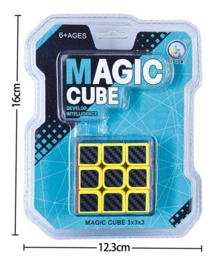 5.6CM Carbon Fiber Sticker Three Step Magic Cube   ITEM NO.： W093293