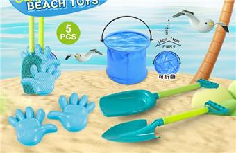 Shovel with beach accessories+folding bucket   ITEM NO.： W085658
