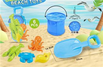 Large shovel with beach accessories+folding bucket   ITEM NO.： W085651