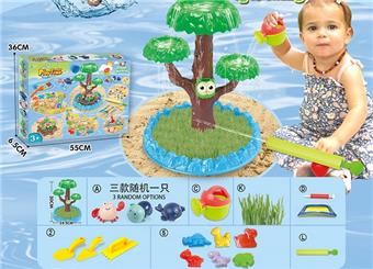 Playful beach toy with seeds and dinosaur beach toy with swimming pool and water cannon   ITEM NO.： W085006