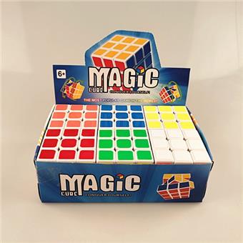 Fluorescent Sticker Third Order Magic Cube (with Screw Spring) 6pcs/box   ITEM NO.： W089583