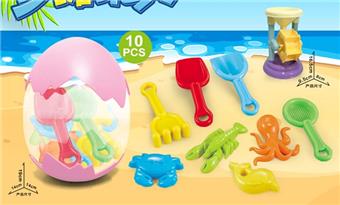 Storage egg with beach accessories+small hourglass (10PCS)   ITEM NO.： W085579