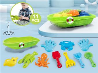 Green boat with beach accessories   ITEM NO.： W085226