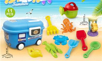 Pack box cart with beach accessories+hourglass (11PCS)   ITEM NO.： W085608