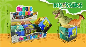 5.6CM Intelligence Cube UV Printed Dinosaur 6pcs   ITEM NO.： W092173