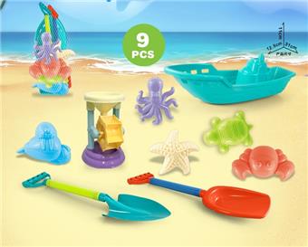 Large ship with beach accessories+small hourglass   ITEM NO.： W085853