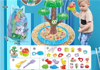 Children's water play beach toy backpack, thickened oversized sand shovel and thickened enlarged sand shovel toys, 2 types of watering cans and 6 dinosaur animal molds with DIY cement work toys   ITEM NO.： W085138