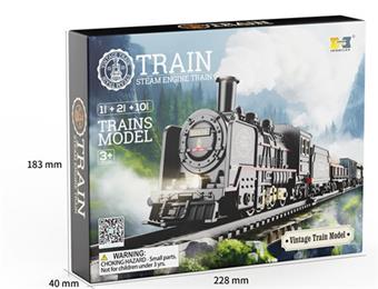Retro train model (1 locomotive, 2 carriages, and 10 tracks)   ITEM NO.： W089483